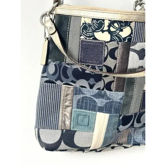 Coach Blue Vintage Denim Patchwork Y2K Coach Shoulder/Crossbody Purse - Picture 6 of 9